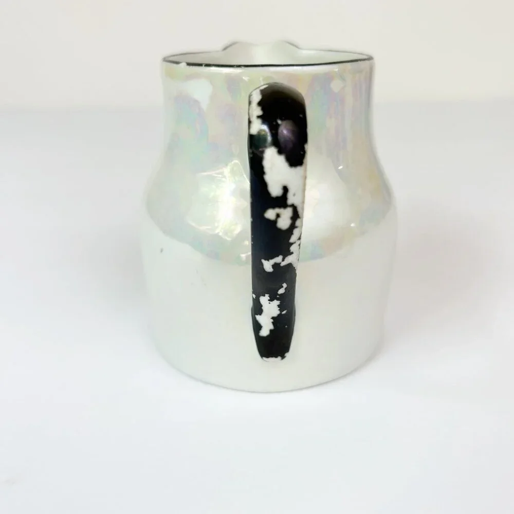 Vintage Three Crown China Germany Creamer Pitcher Iridescent Lusterware Vase